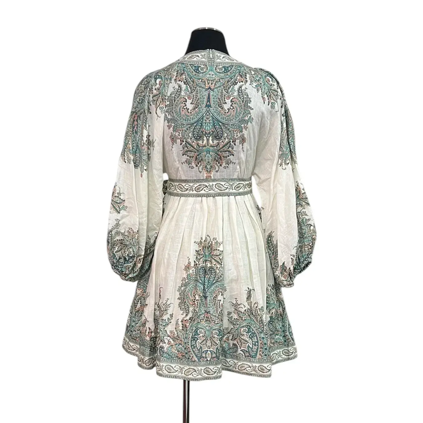 Zimmermann Brighton Paisley Tie Waist Party Mini Dress Print Size 1 / AU 10  - Image 5