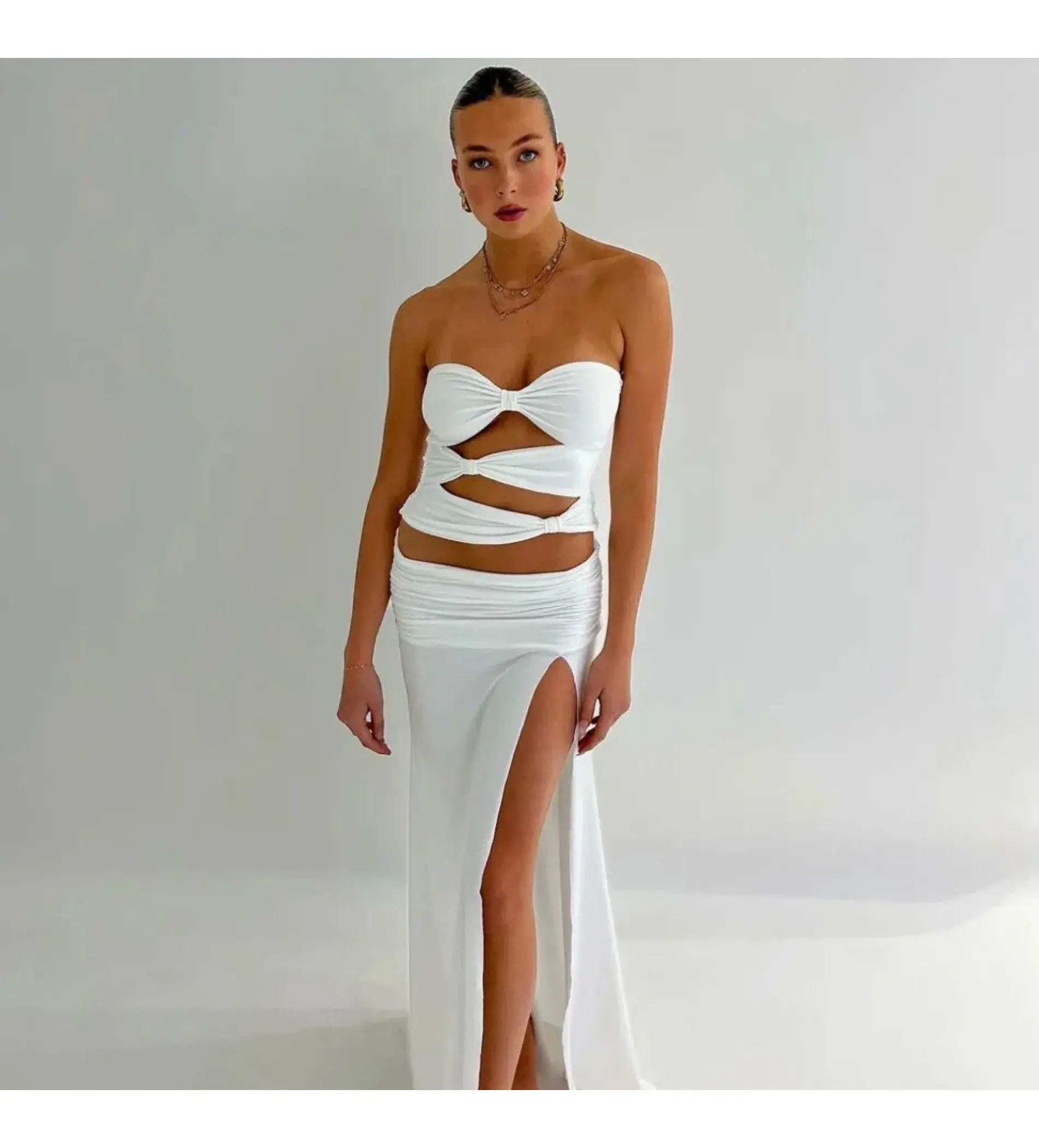 Mode Mila Remi Top and Maxi Skirt Set White Size S/AU 8 - Image 3