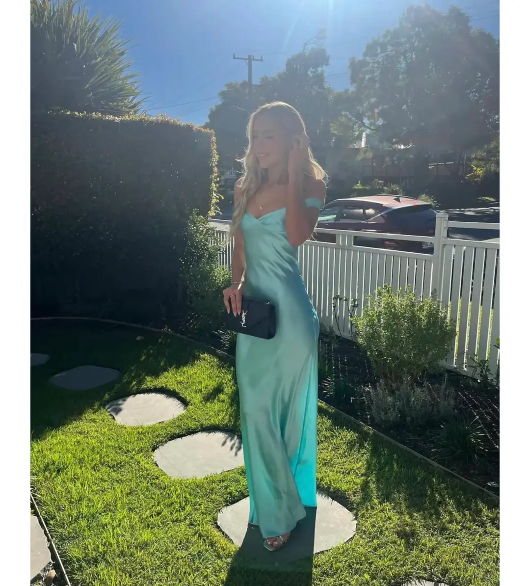 Natalie Rolt Bridget Gown in Turquoise Size 8 for rent on The Volte - main image