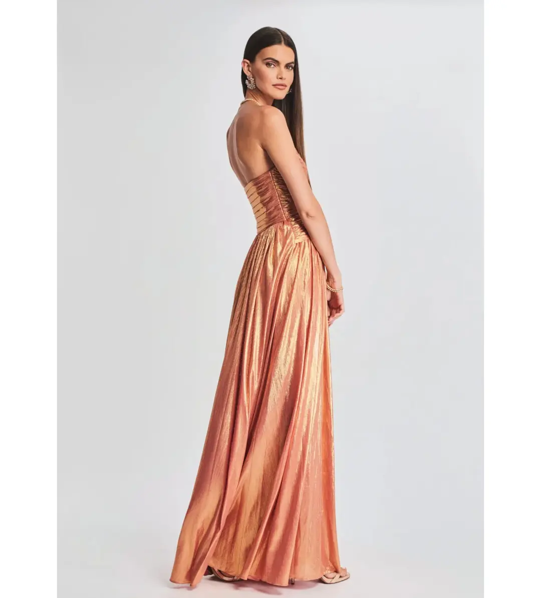 Retrofete Waldorf Dress in Apricot Size 6 for rent on The Volte - main image