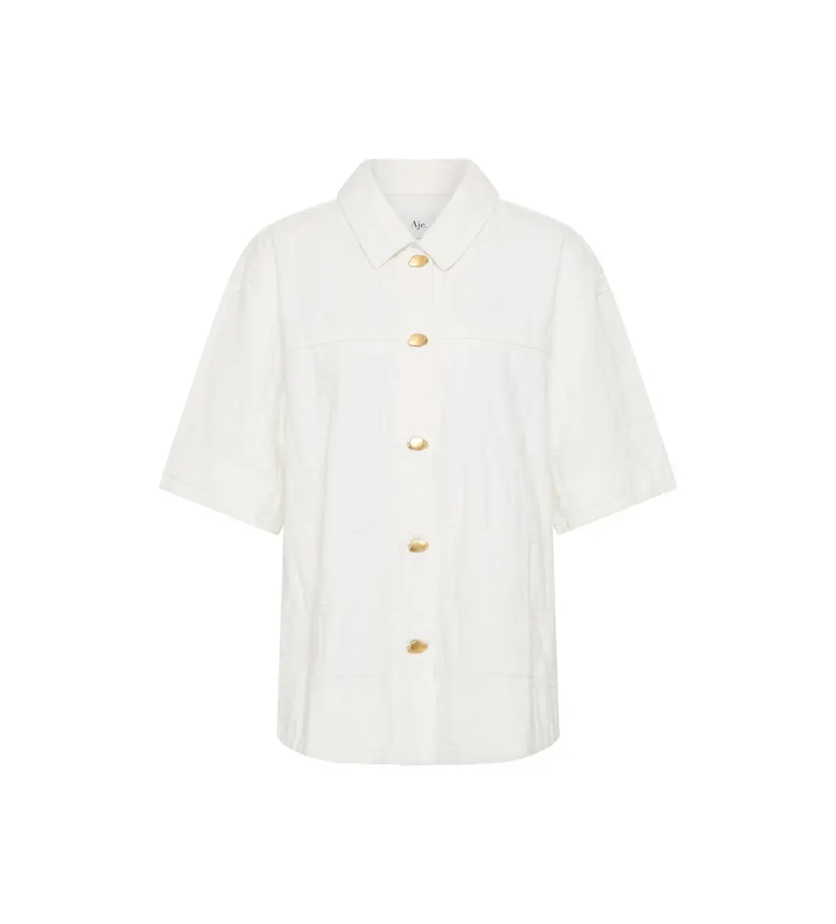 Aje Helm Denim Shirt Ivory Logo Wash Size AU 8 - Image 5