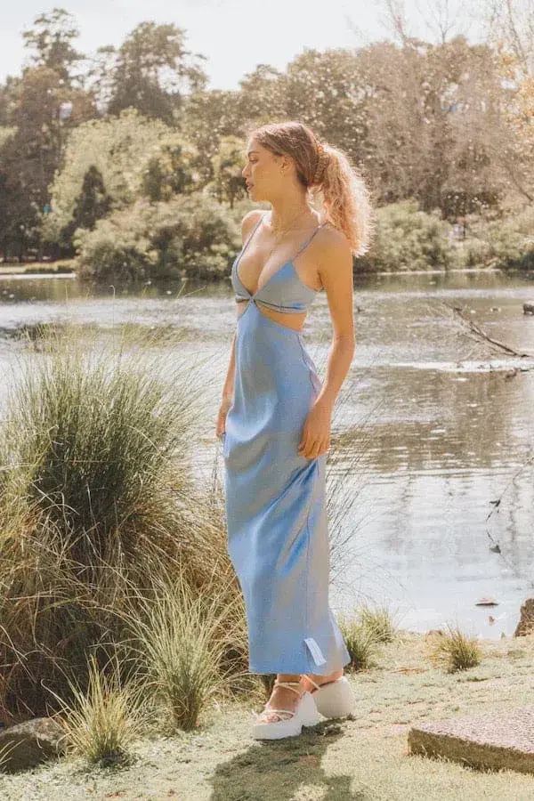Bec & Bridge Veronique Maxi Dress Blue Size AU 6 - Image 2