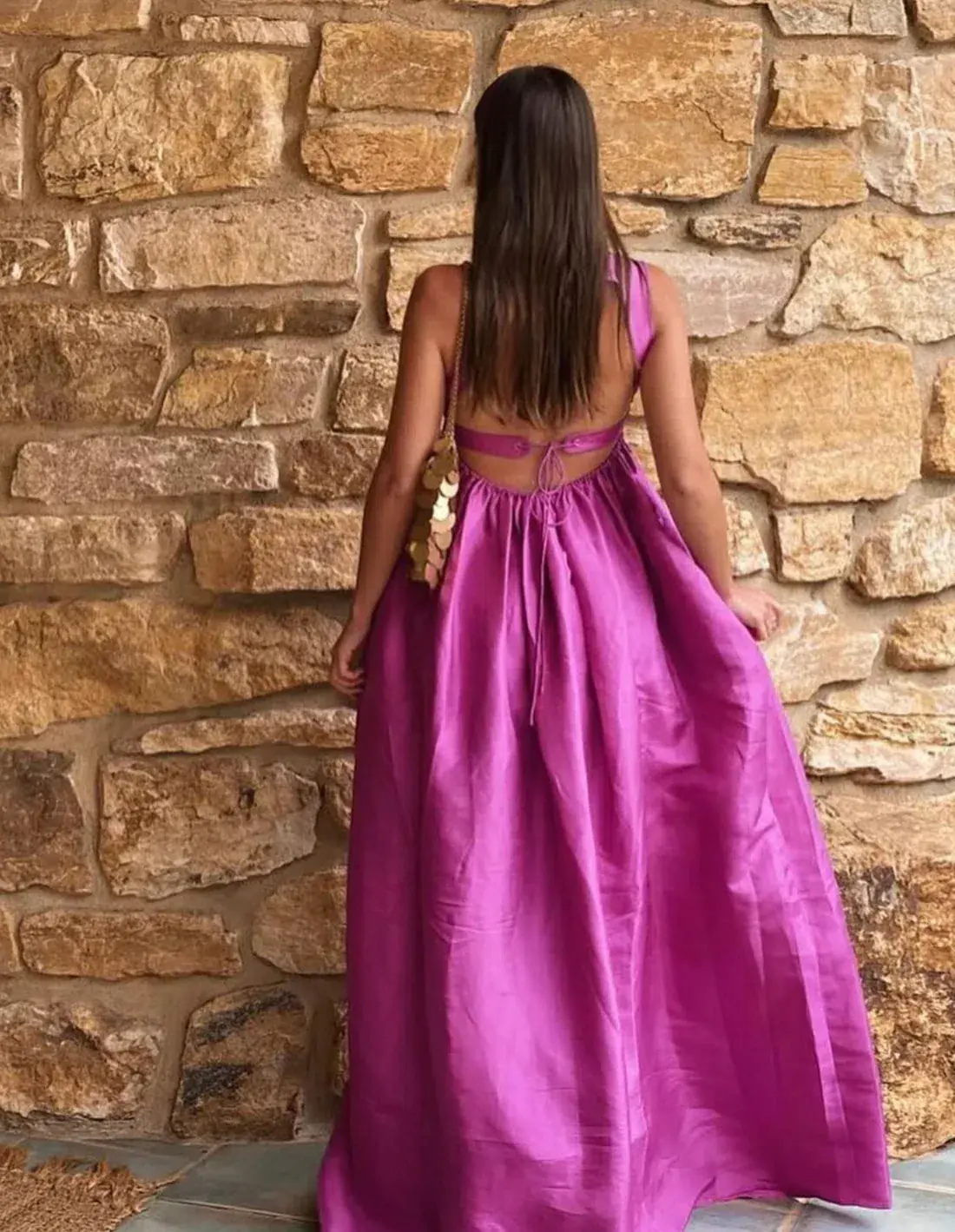 Oroton Strappy Sundress Maxi Magenta Size AU 8 - Image 2