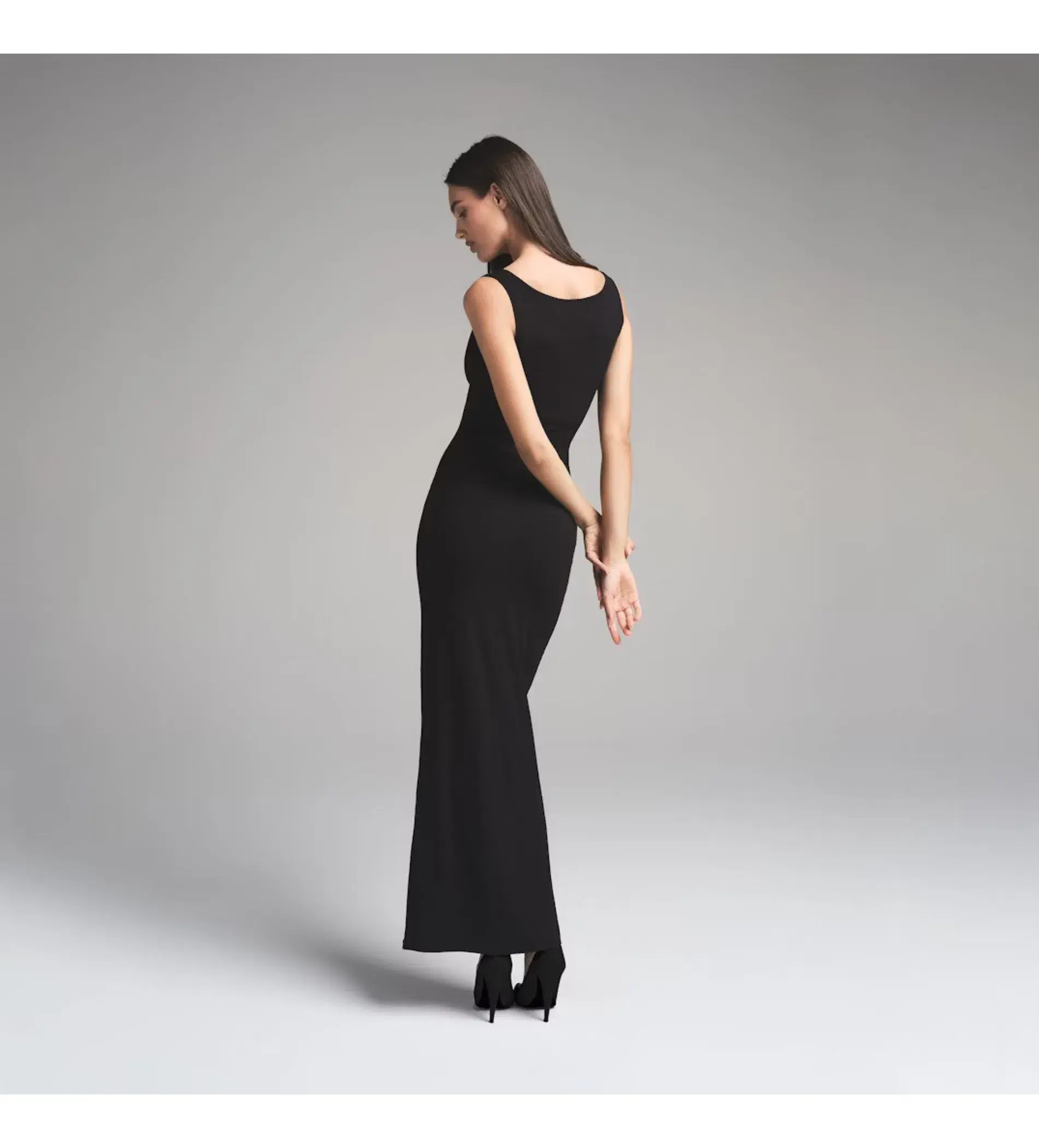 SKIMS Soft Lounge Lace Long Dress With Bralette Black Size S/AU 8 - Image 2