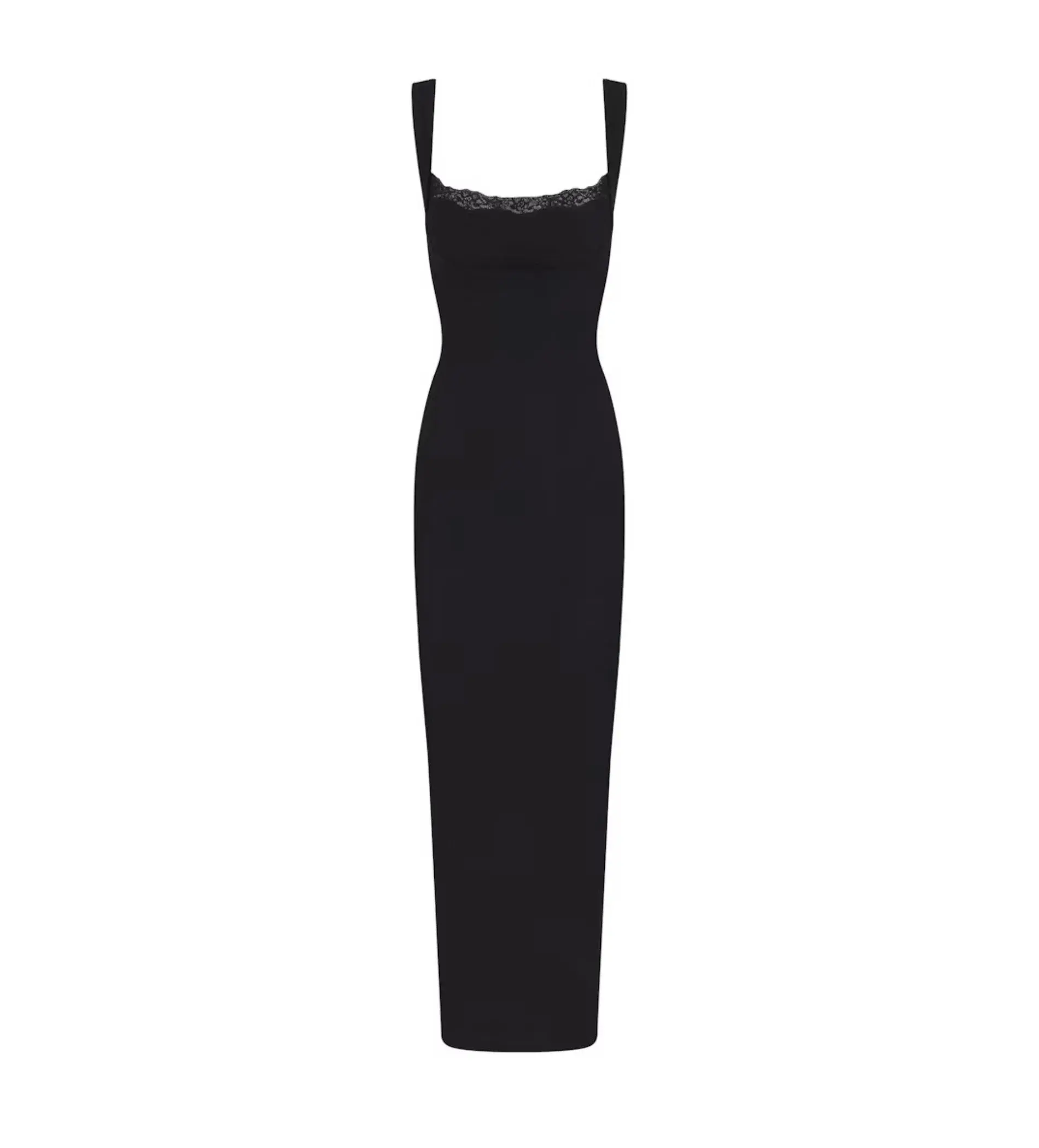 SKIMS Soft Lounge Lace Long Dress With Bralette Black Size S/AU 8 - Image 4
