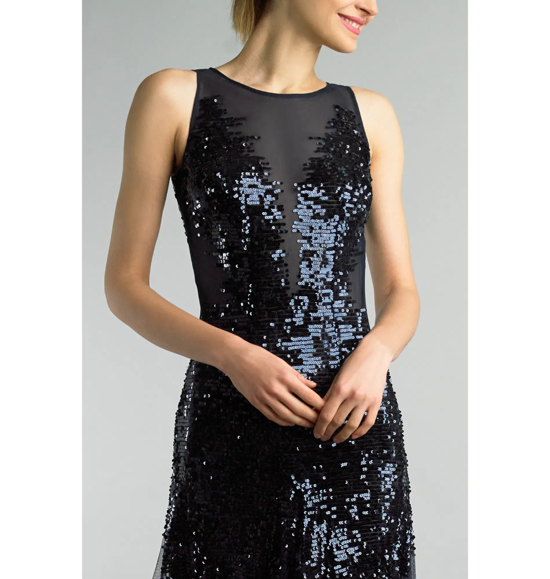 Bariano Mesh Sequin Gown Black Size 10 - Image 3