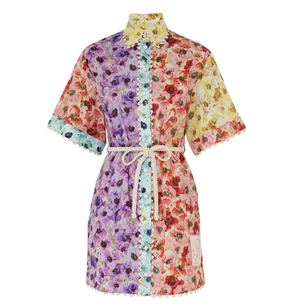 Zimmermann Lightburst Trimmed Shirt Mini Dress in Spliced Size 1/AU 10 - Image 4