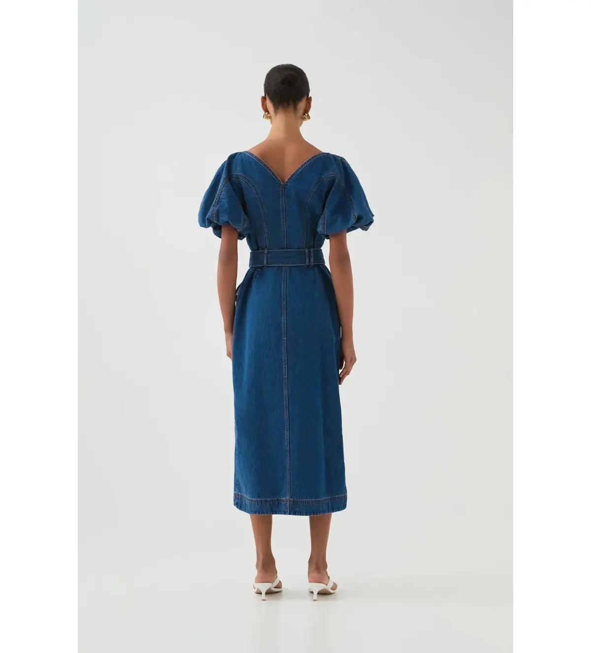 Aje Harper Denim Midi Dress Classic Wash Size AU 8 - Image 3