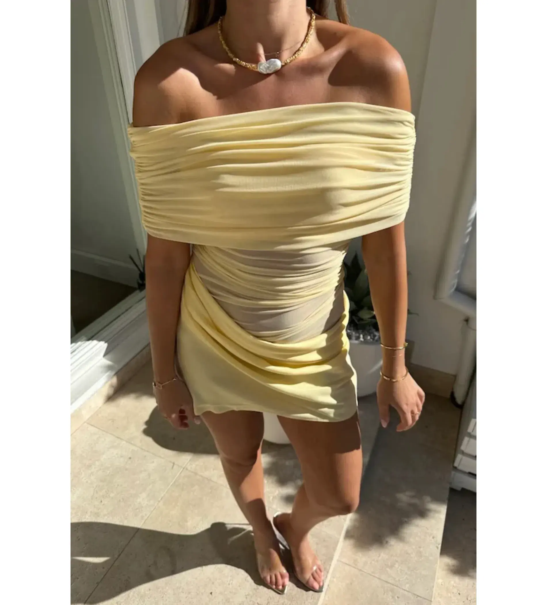 Benni Nico Off Shoulder Mini Butter Size XS/AU 6 - Image 3