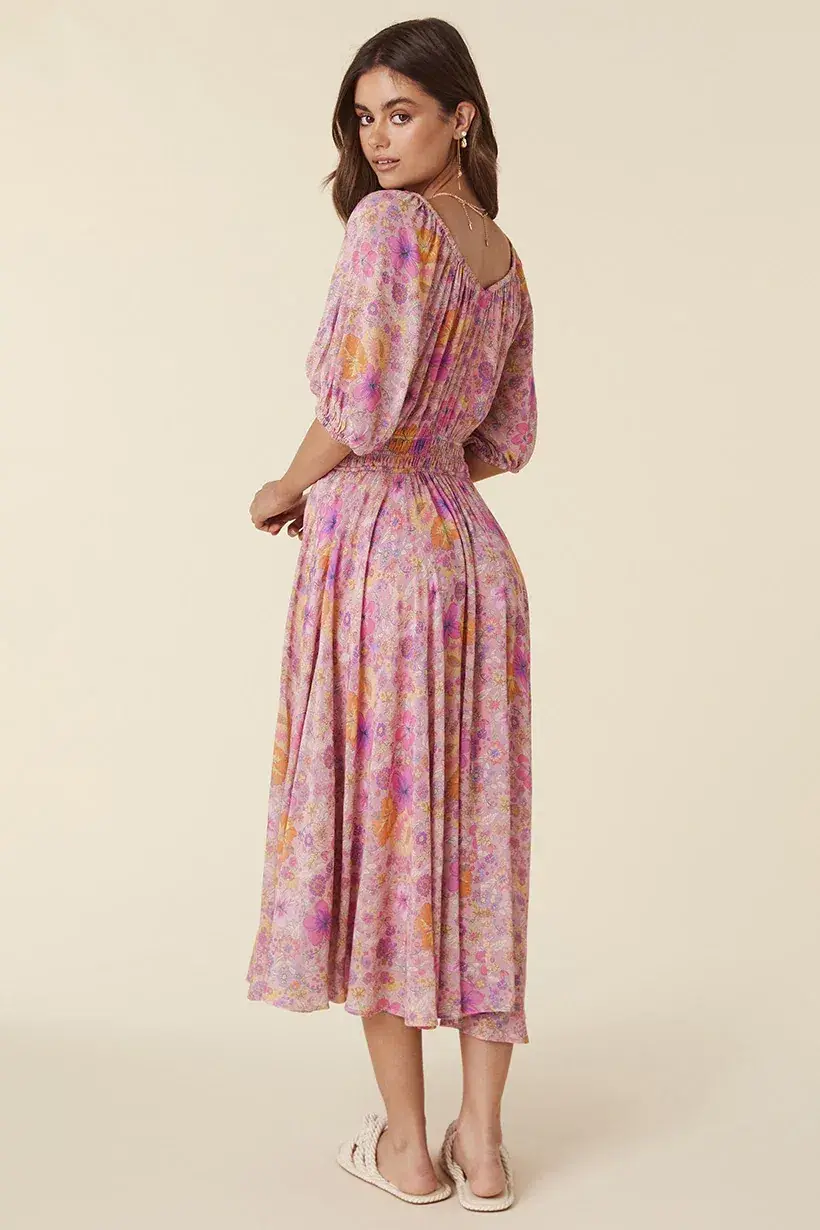 Spell & The Gypsy Hibiscus Lane Organic Cotton Midi Dress Pink Size 12/L - Image 6
