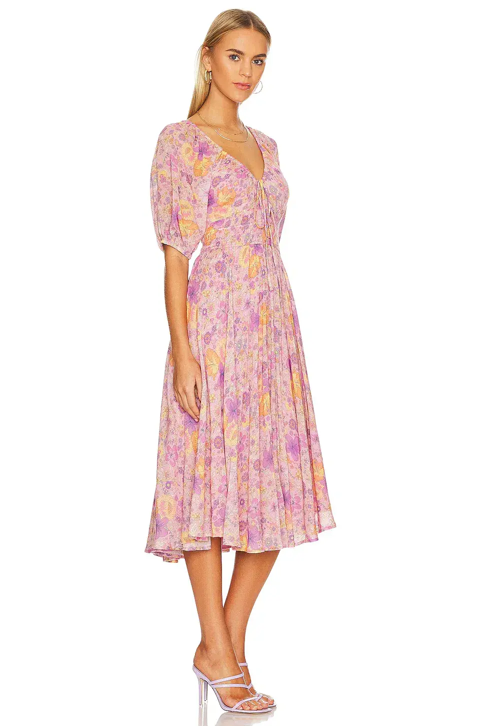 Spell & The Gypsy Hibiscus Lane Organic Cotton Midi Dress Pink Size 12/L - Image 2