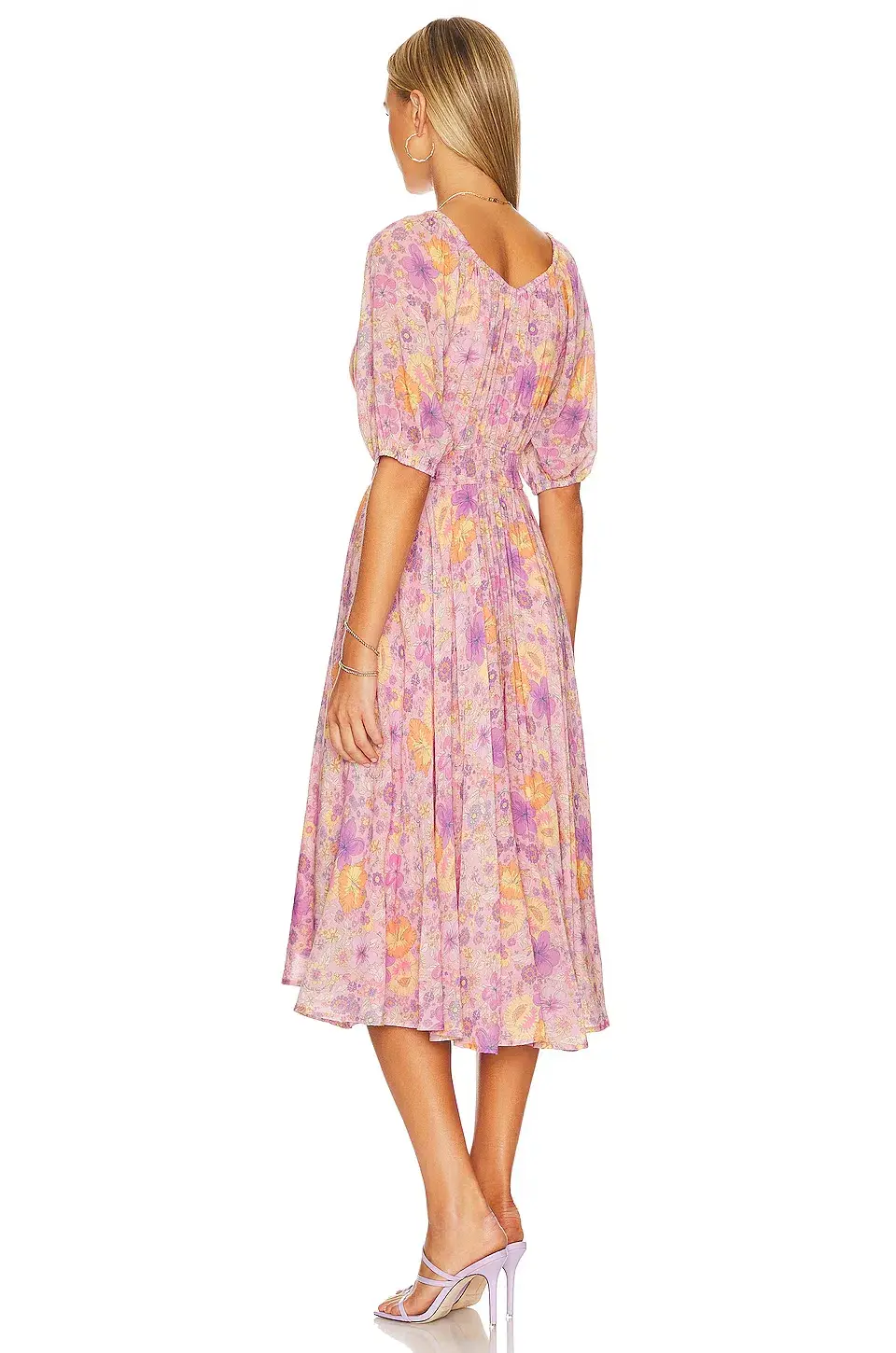 Spell & The Gypsy Hibiscus Lane Organic Cotton Midi Dress Pink Size 12/L - Image 3