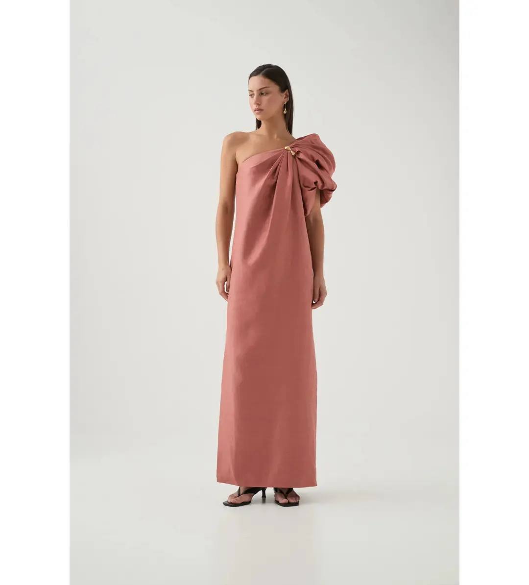 Aje Cira Midi dress in terracotta Size AU 14 for rent on The Volte - main image