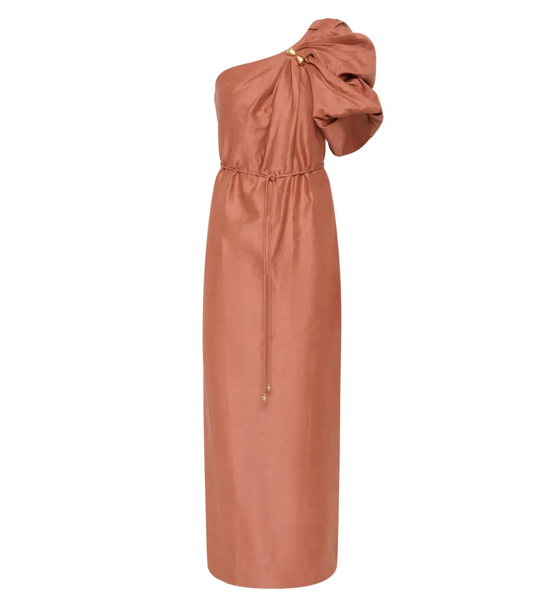 Aje Cira Midi dress in terracotta Size AU 14 for rent on The Volte - main image