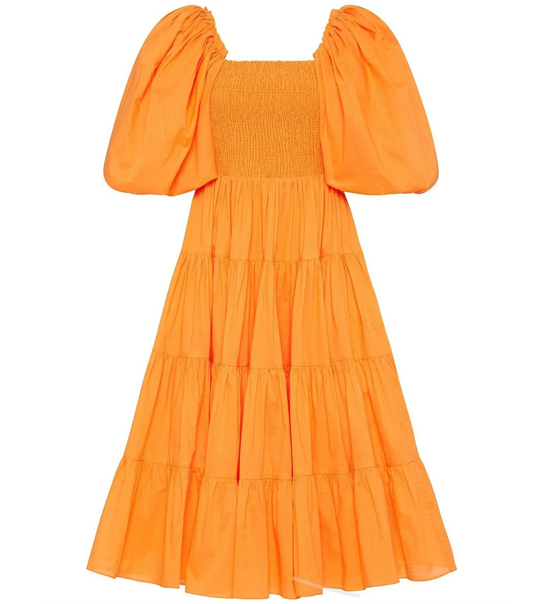 Aje Cherished Puff Sleeve Midi Dress Orange Size AU 10 - Image 5