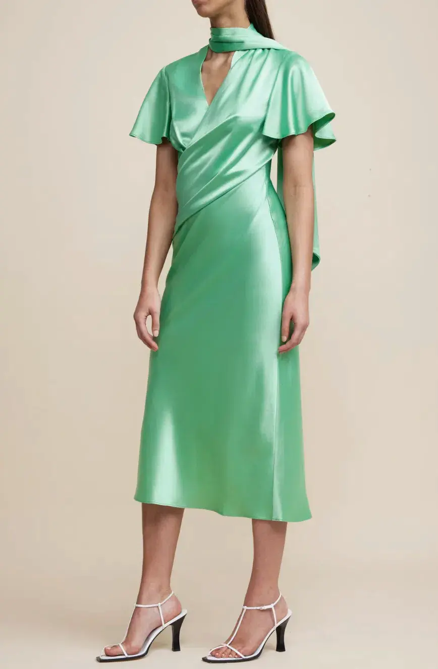 Acler Eastcott Dress Midi Green Size AU 14 - Image 2