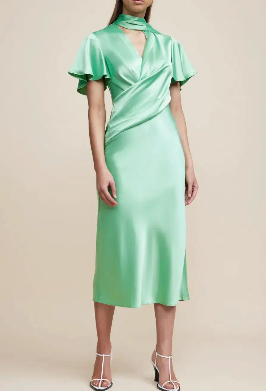 Acler Eastcott Dress Midi Green Size AU 14 for rent on The Volte - main image