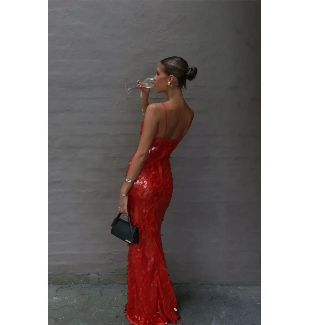 Misha Sapphire Sequin Maxi Dress Red Size 6/XS - Image 3