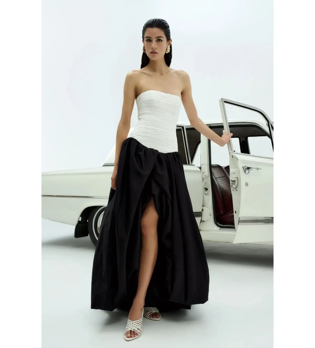 Aje Ivory Violette Bubble Hem Maxi in Black/white Size AU 4 - Image 2