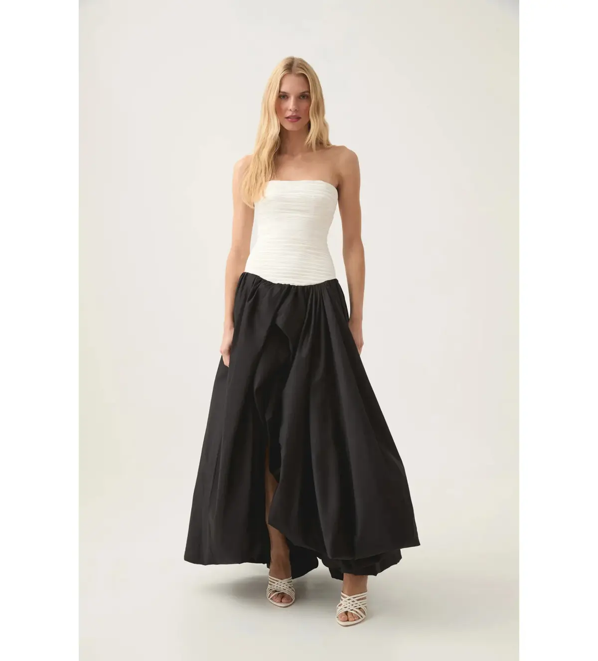 Aje Ivory Violette Bubble Hem Maxi in Black/white Size AU 4 - Image 1