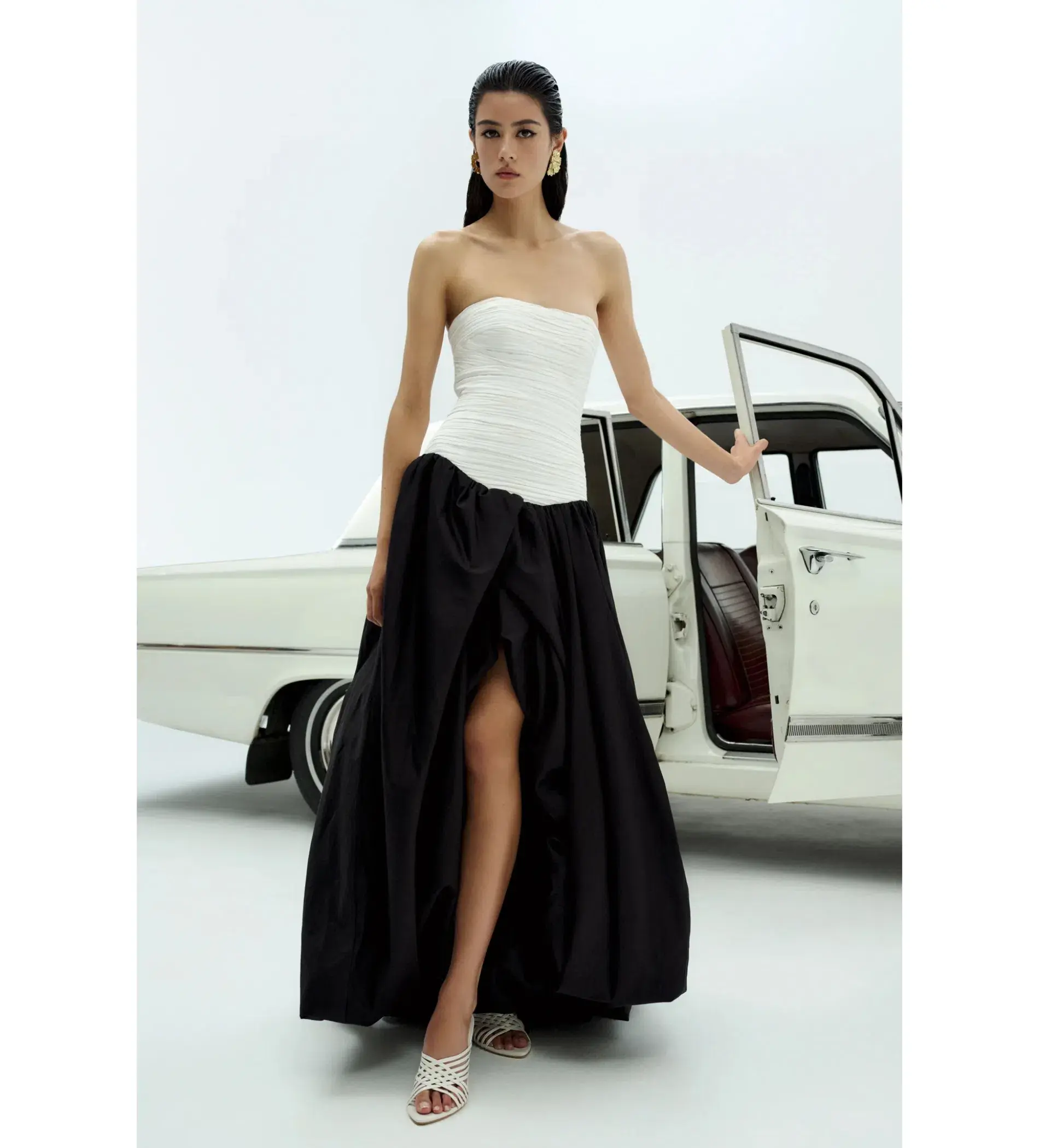 Aje Ivory Violette Bubble Hem Maxi in Black/white Size AU 6 - Image 2