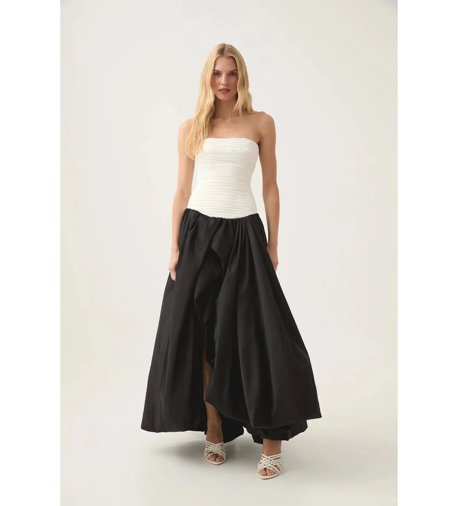 Aje Ivory Violette Bubble Hem Maxi in Black/white Size AU 6 - Image 1