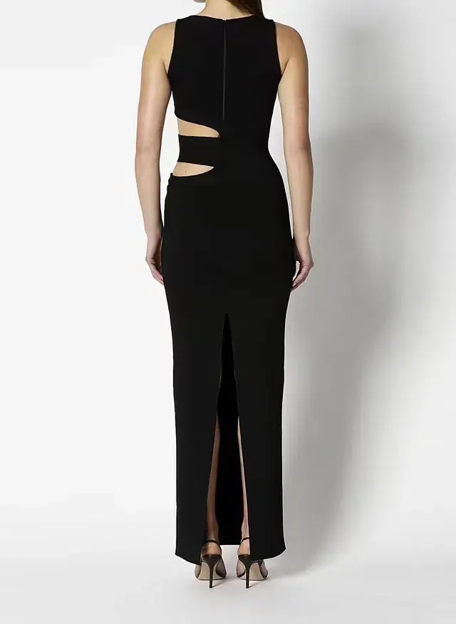 Scanlan Theodore Crepe Knit Gown Maxi Black Size AU 8 - Image 3
