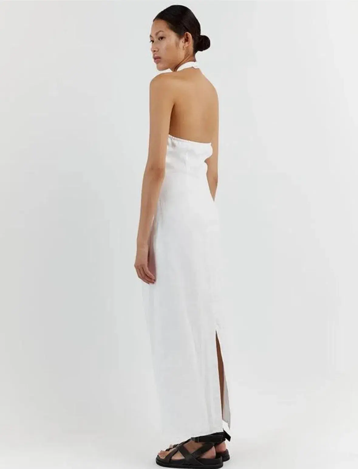 Dissh Zoey Asym Linen Midi Dress White Size AU 10 - Image 2