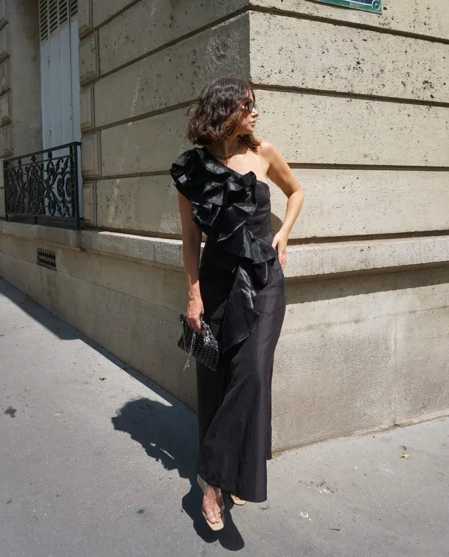 Aje Adelia Ruffle Midi Dress Black Size S/AU 8 - Image 1