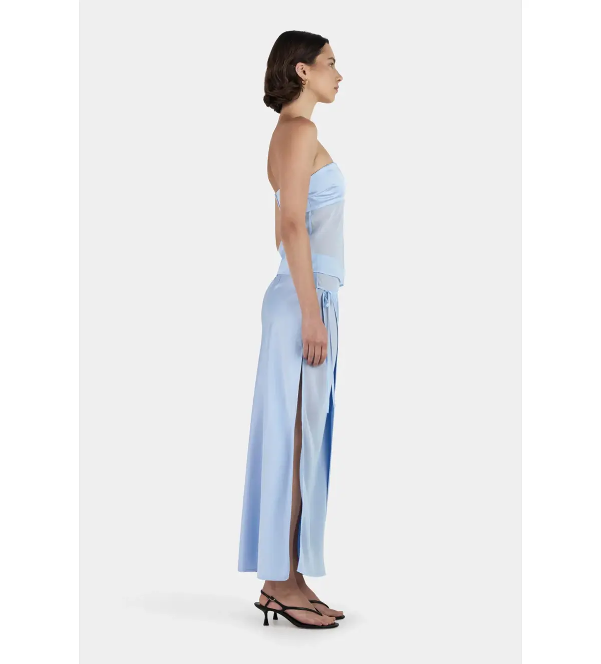 Ownley Patrice Strapless Top Size M/AU 10 and Ricky Midi Skirt Size S/AU 8 Baby Blue Set - Image 3
