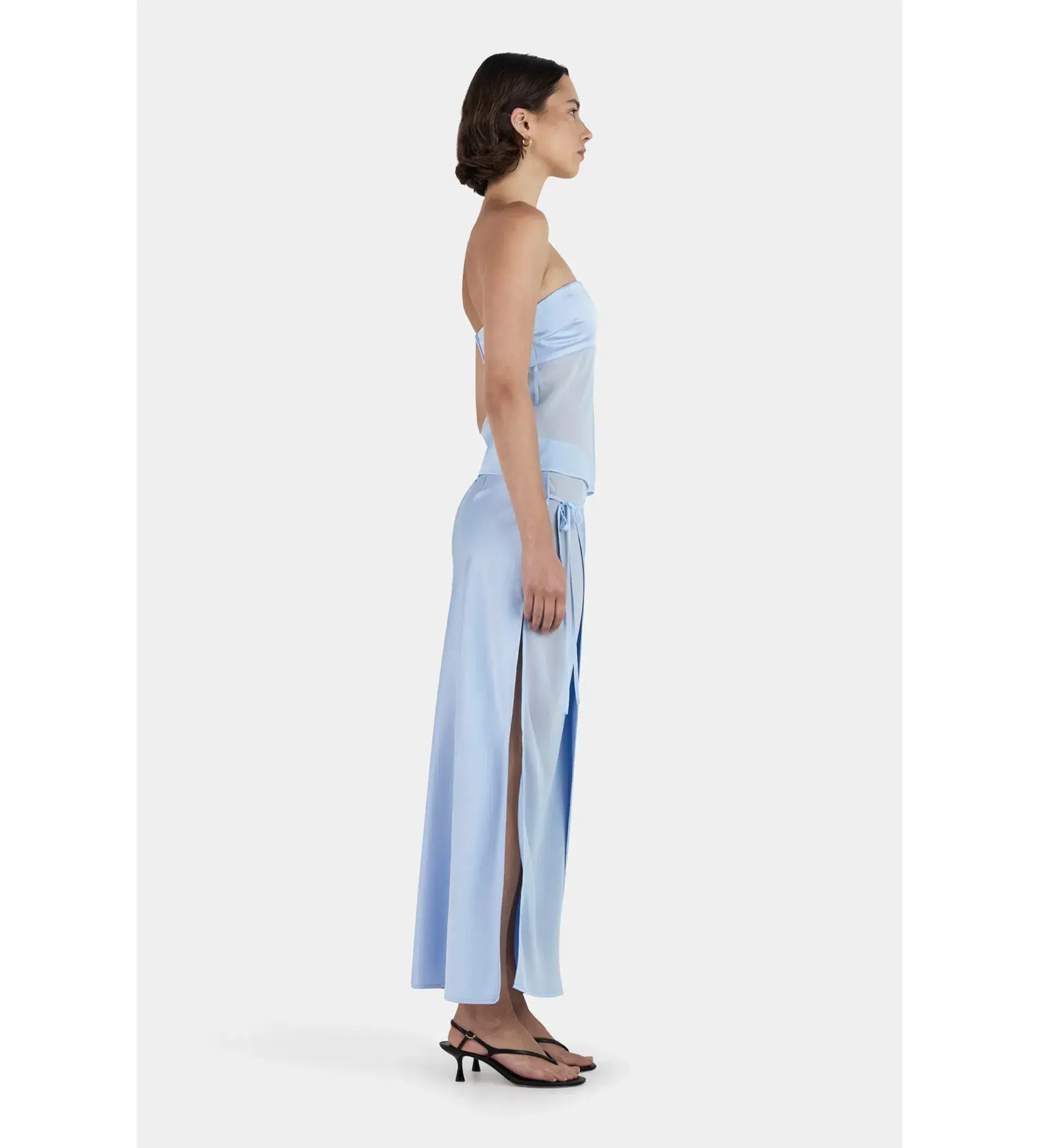 Ownley Patrice Strapless Top Size M/AU 10 and Ricky Midi Skirt Size S/AU 8 Baby Blue Set - Image 3