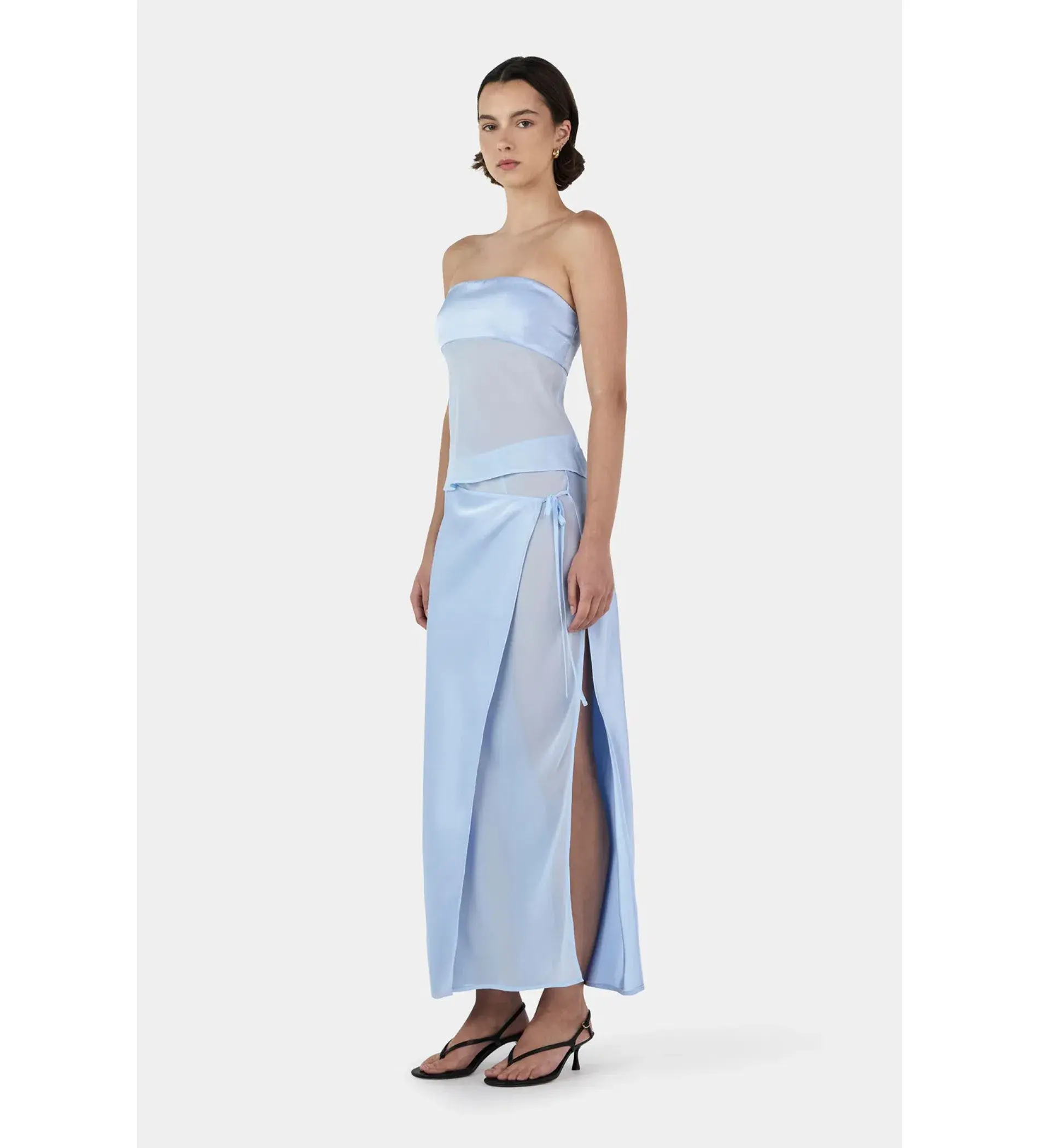 Ownley Patrice Strapless Top Size M/AU 10 and Ricky Midi Skirt Size S/AU 8 Baby Blue Set - Image 2