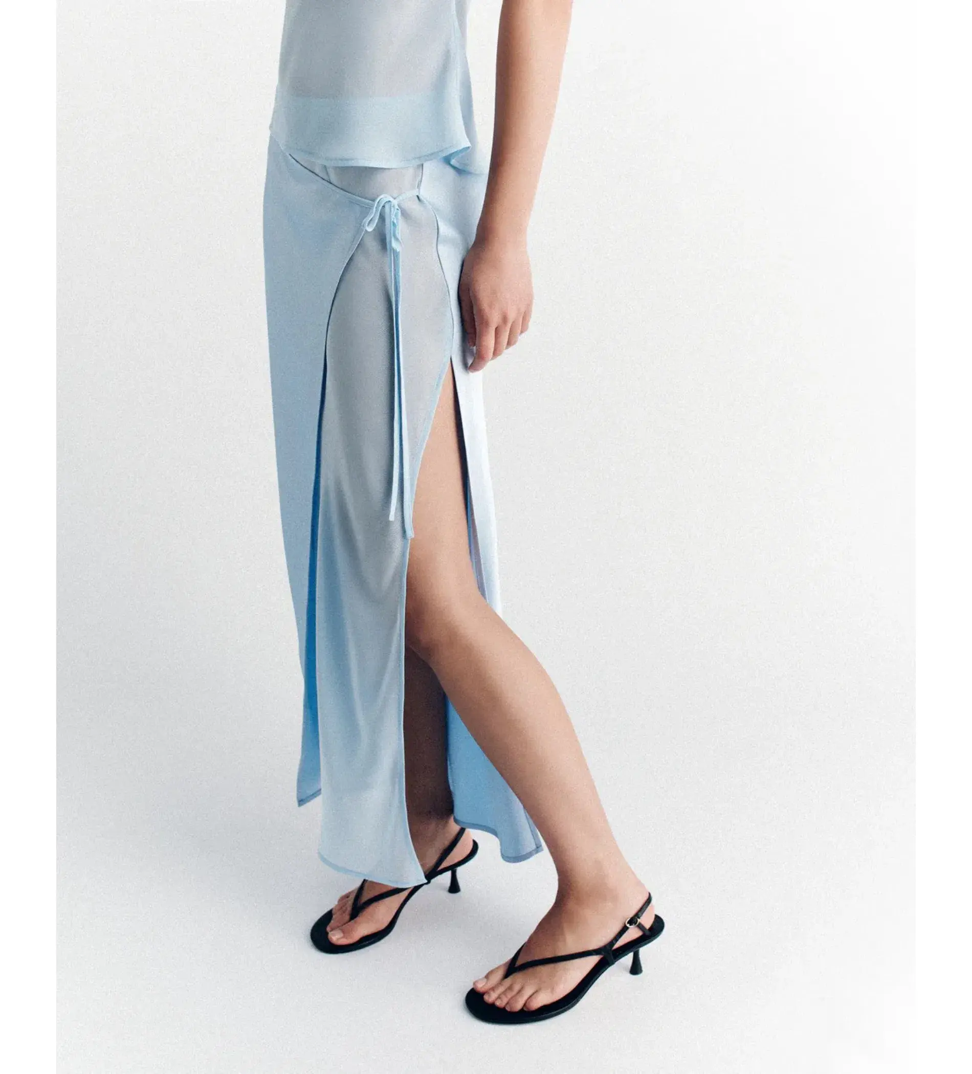 Ownley Patrice Strapless Top Size M/AU 10 and Ricky Midi Skirt Size S/AU 8 Baby Blue Set - Image 6