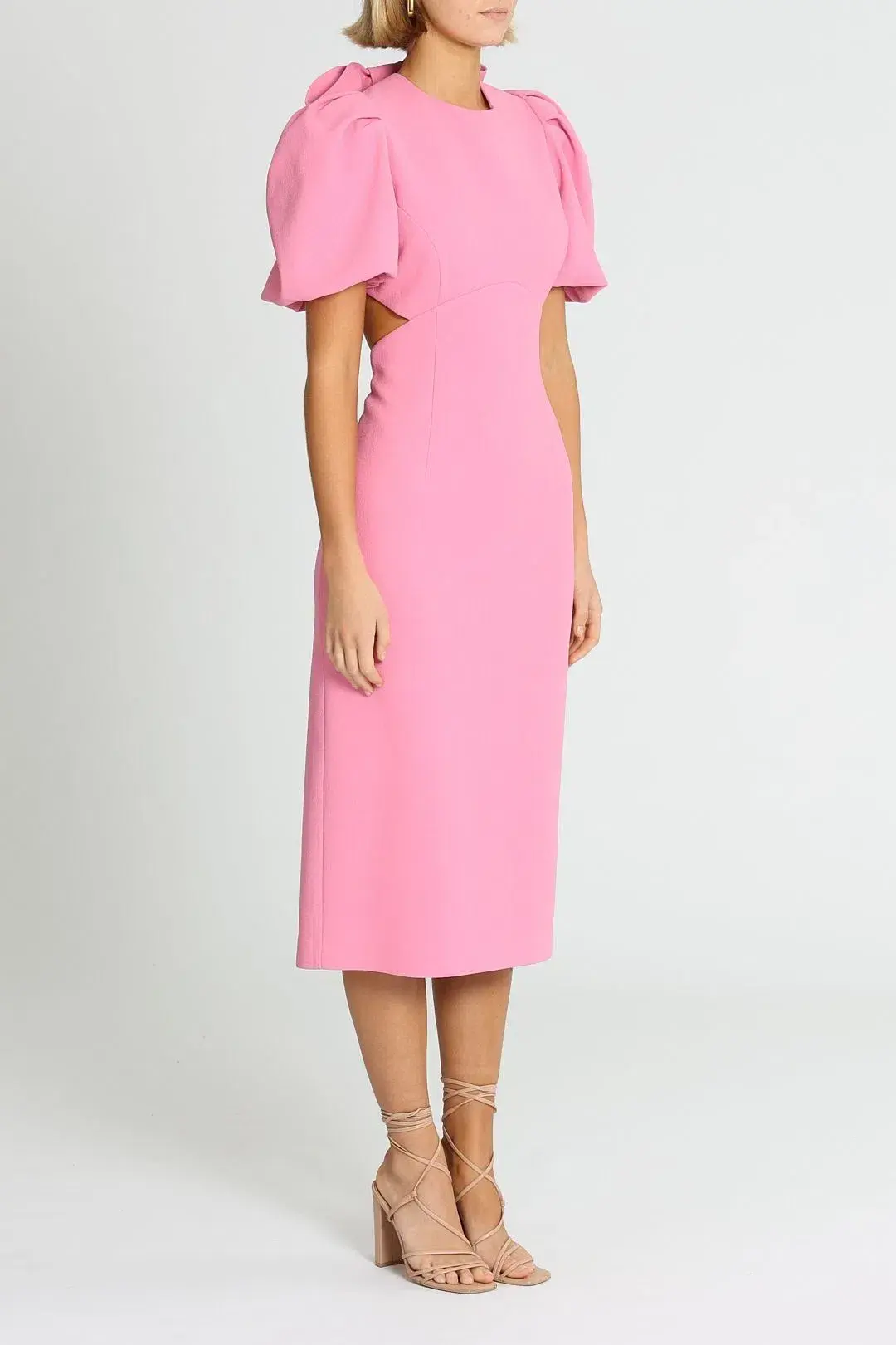 Rebecca Vallance Ally Bow Midi Dress Candy Pink Size 6 - Image 2