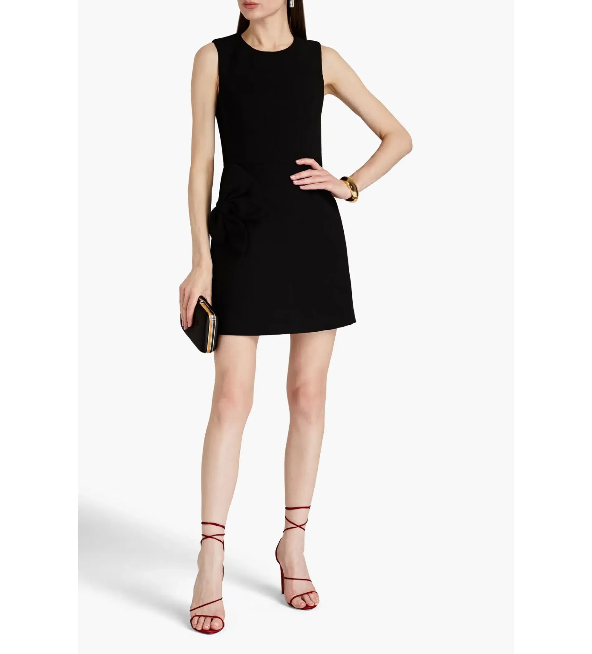 Rebecca Vallance Barbie-Bow Embellished Crepe Mini Dress Black Size AU 6 - Image 1