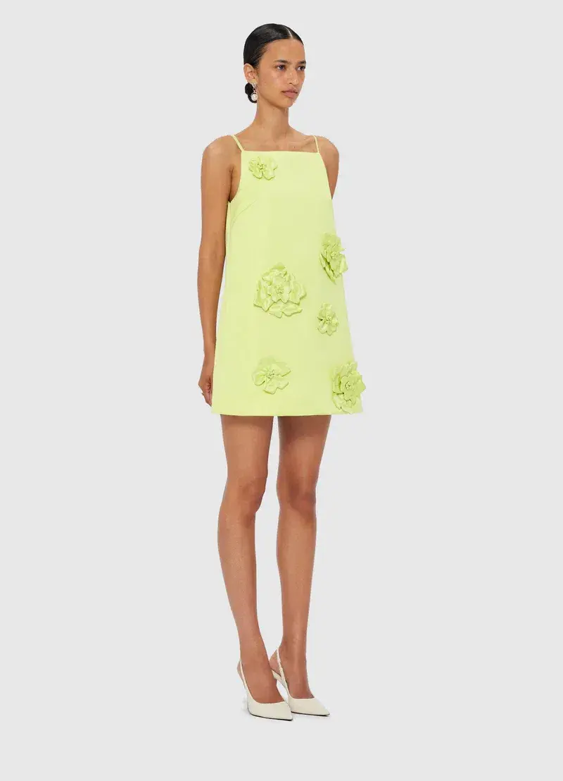 Paper Petals Mini Dress, Chartreuse