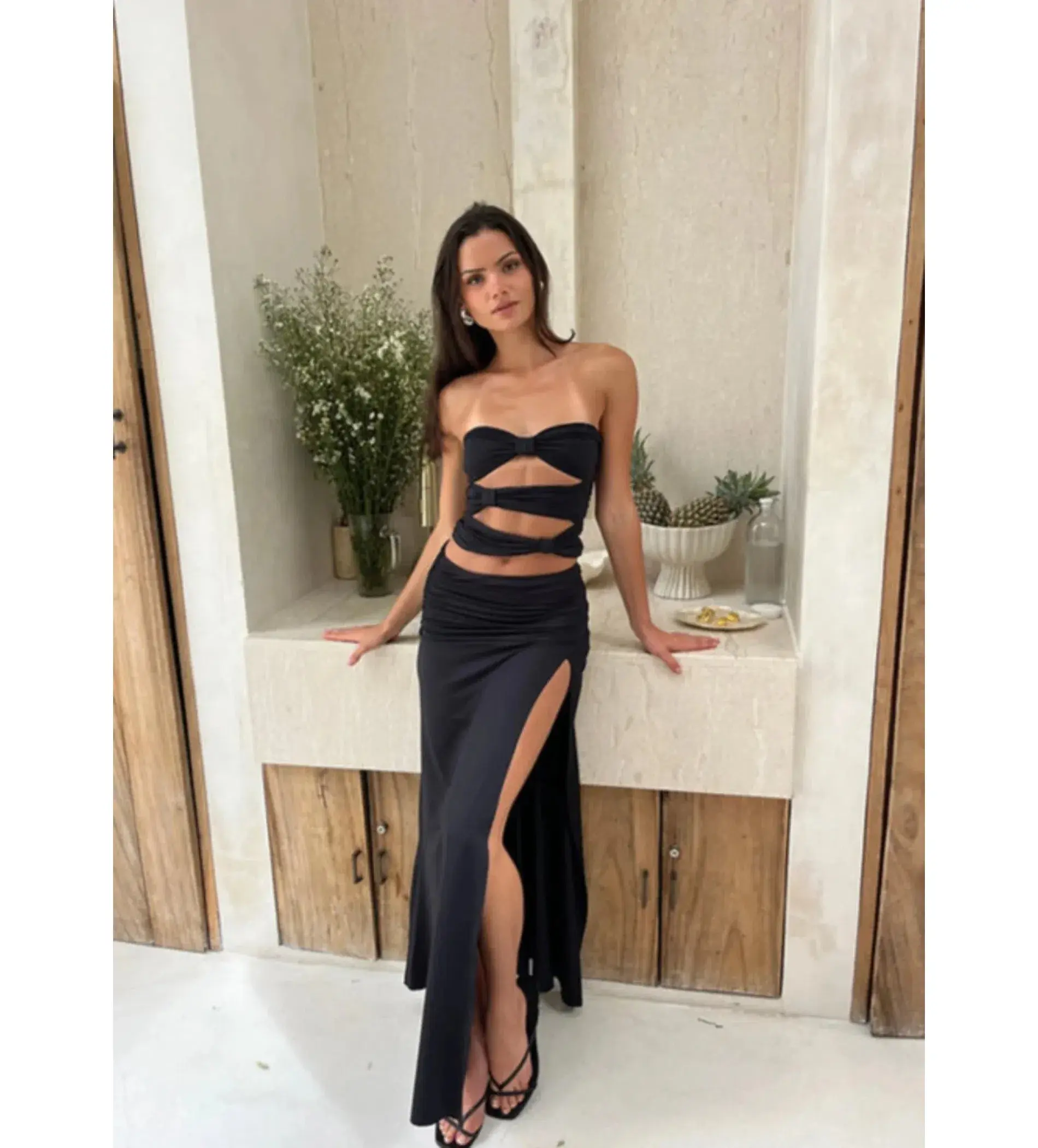 Mode Mila Remi Top and Maxi Skirt Set Black Size S / AU 8 - Image 1