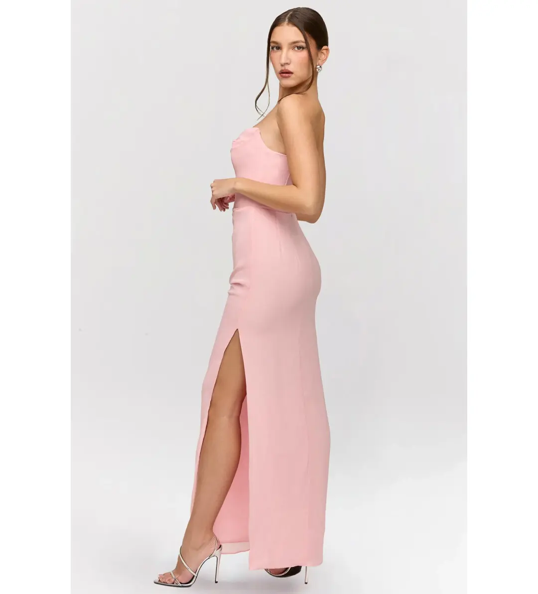 House of CB Adrienne Strapless Gown Pink Quartz Georgette Size XS / AU 6 for rent on The Volte - main image