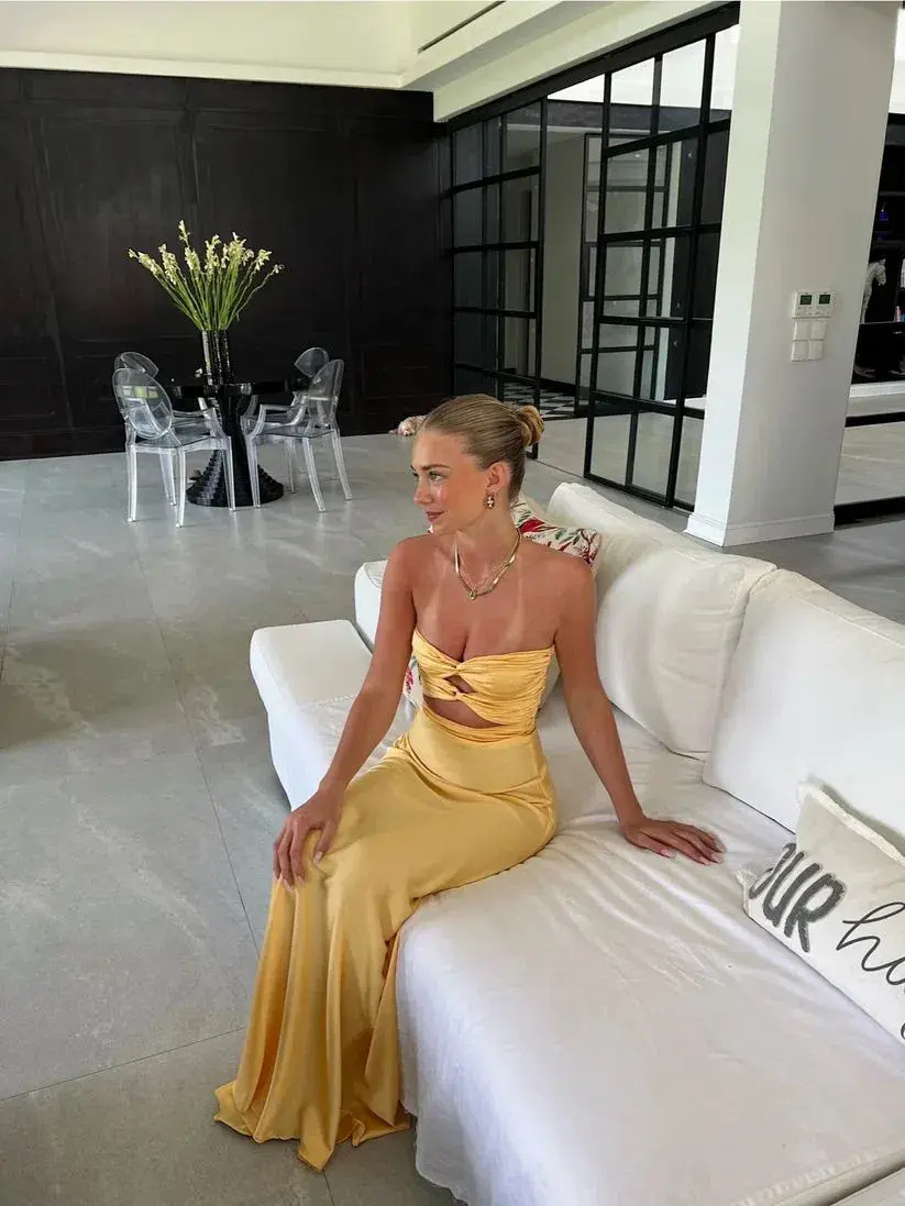 HNTR The Label Inka Gown in Gold Sun Size XS  /AU 6 for rent on The Volte - main image