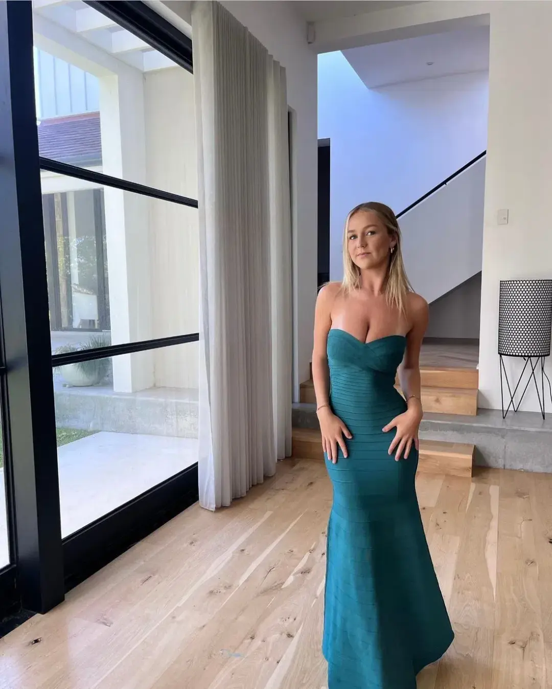 Herve Leger Emerald Sara Gown Size AU 8 for rent on The Volte - main image