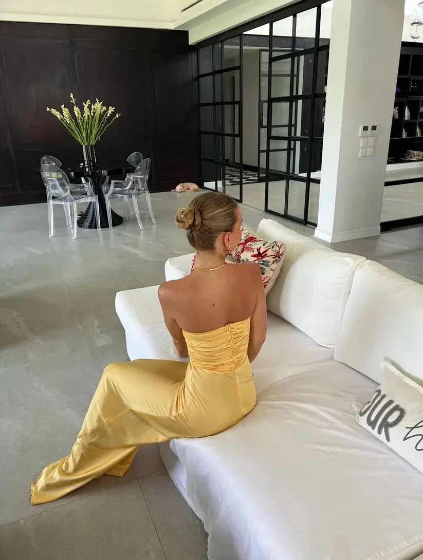 Hntr The Label Inka Gown in Gold Sun Size S/AU8 for rent on The Volte - main image