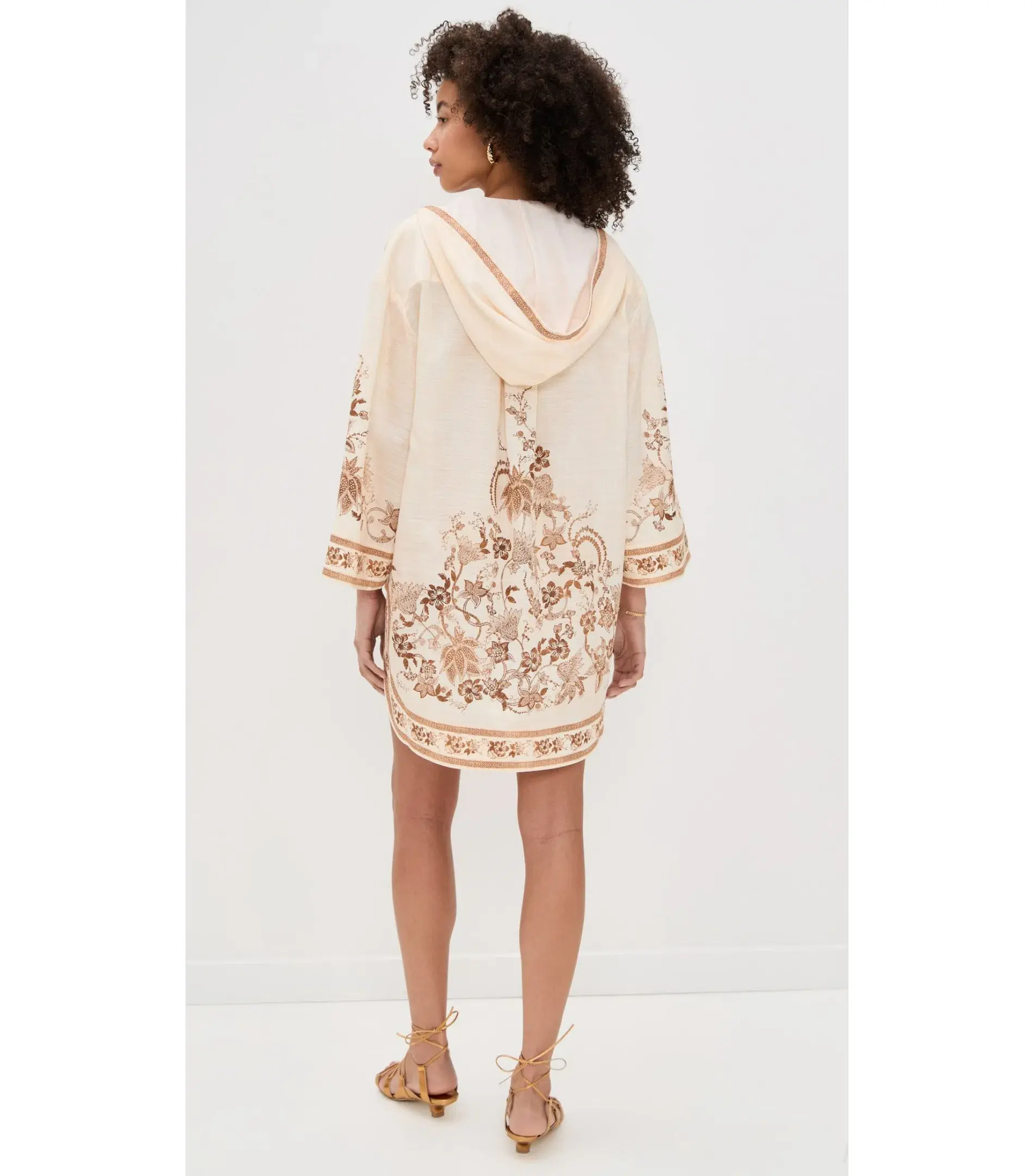 Zimmermann Ascension Tunic Mini Dress Cream Tan Floral Size 0 / Size AU 8 - Image 3