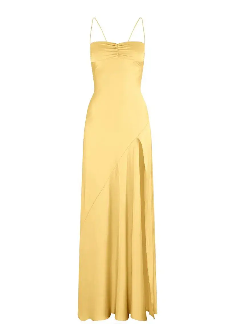 HNTR the Label Gaia Gown in Gold Sun Size XS/AU 6 for rent on The Volte - main image