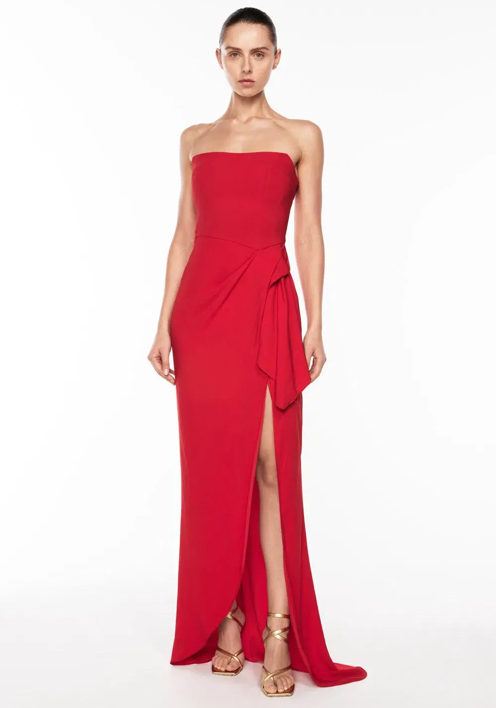 Manning Cartell Asymmetrical Games Strapless Maxi Gown Red Size AU 6 - Image 1
