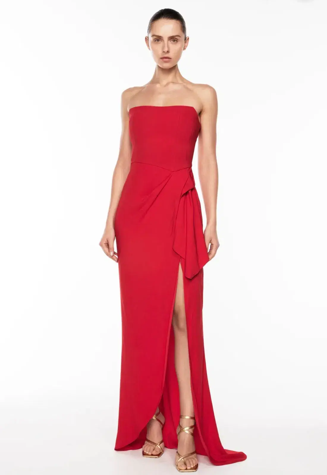 Manning Cartell Asymmetrical Games Strapless Gown Red Size 10 - Image 1