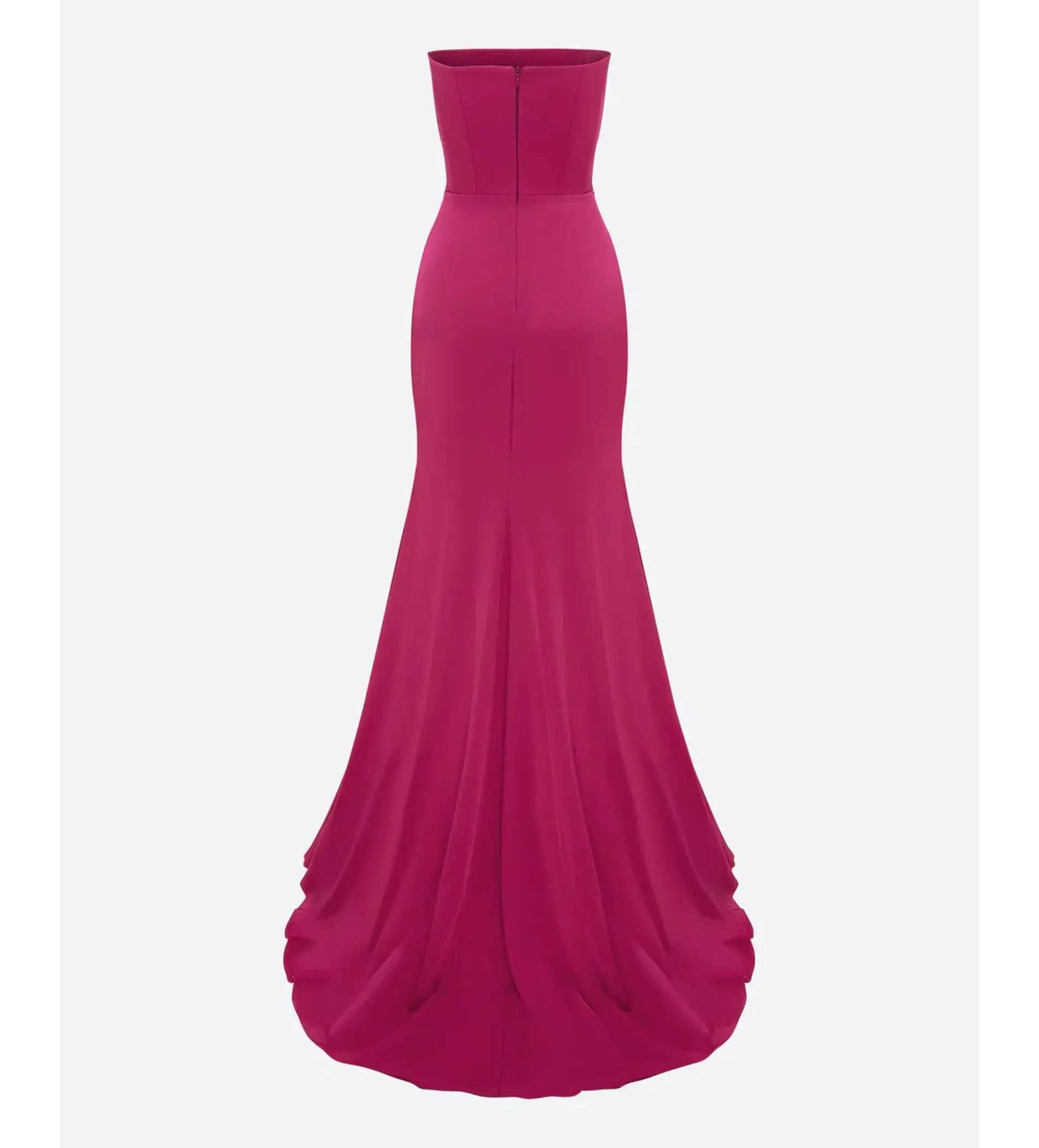 Alex Perry Strapless Gathered Drape Gown in Satin Crepe Raspberry Size AU 6 - Image 5