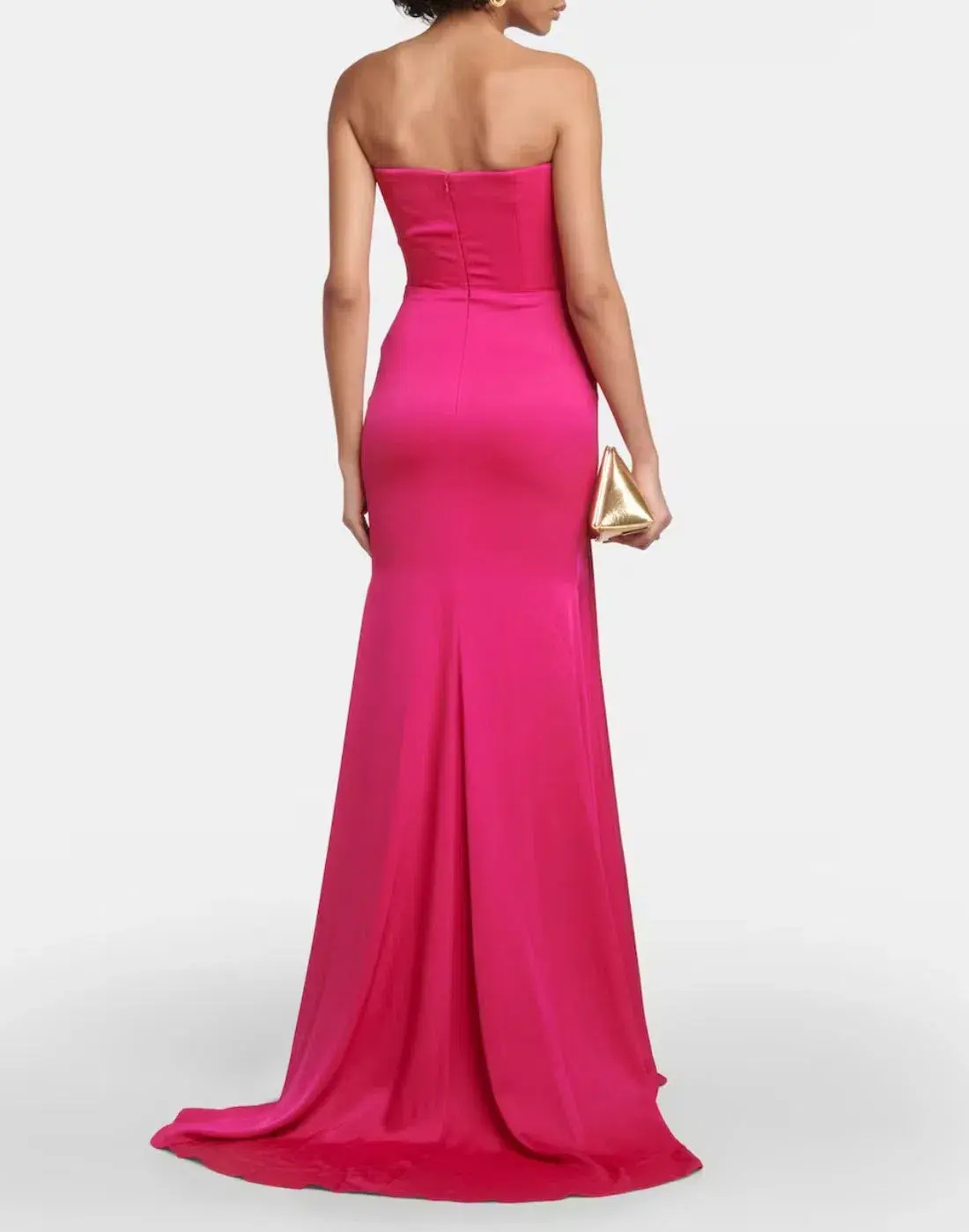 Alex Perry Strapless Draped Crêpe Satin Gown Raspberry Size AU 8 - Image 2