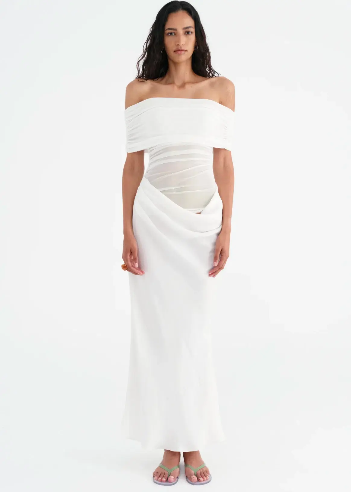 Benni Nico Dress White Off Shoulder Maxi Dress White Size 6 - Image 1