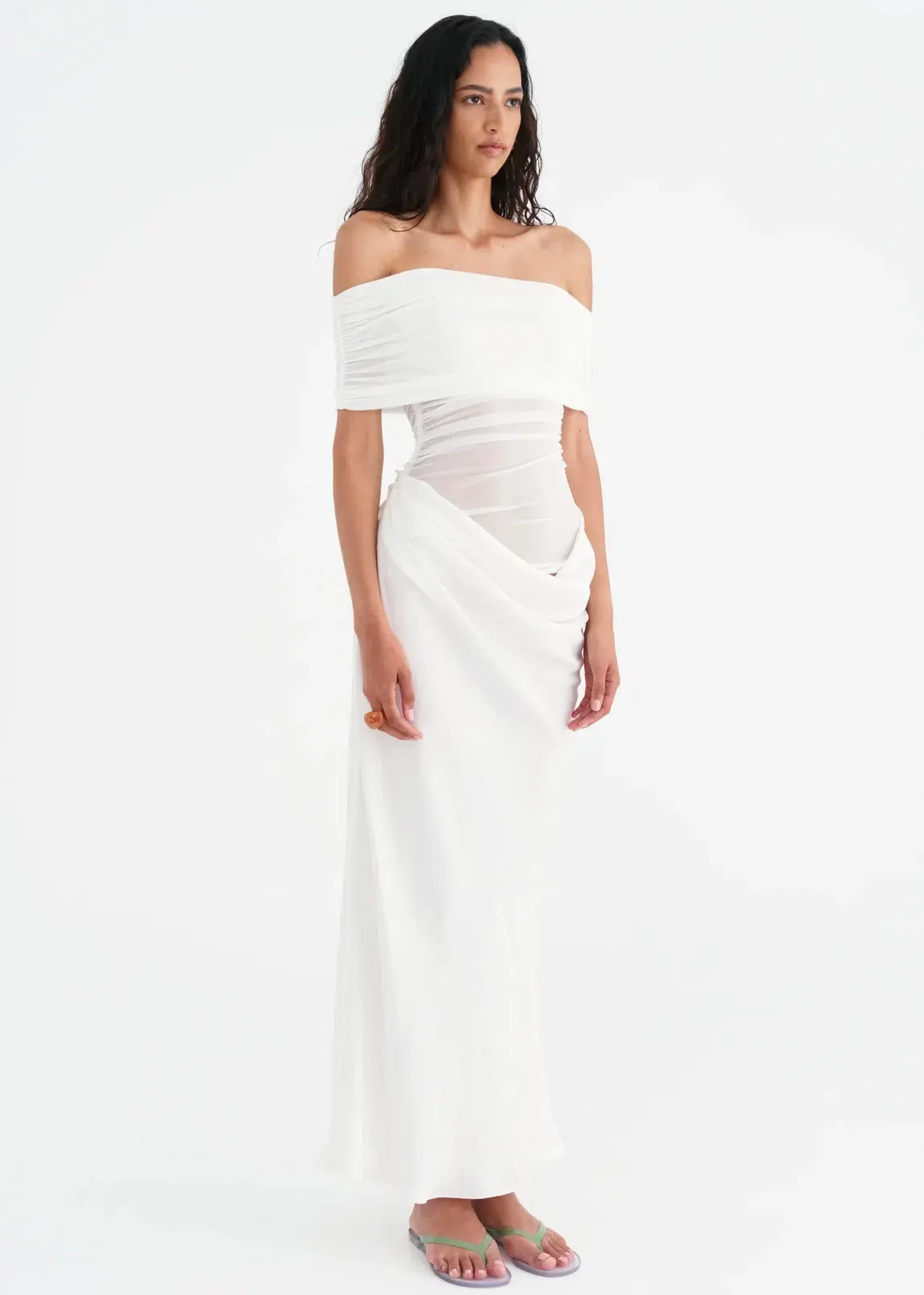 Benni Nico Dress White Off Shoulder Maxi Dress White Size 6 - Image 2