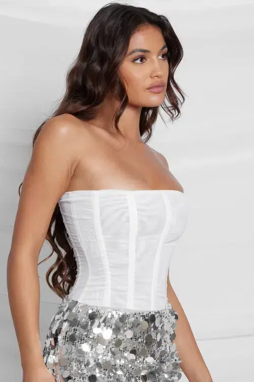Leau White Muse Mesh Corset Top White Size 6 - Image 4